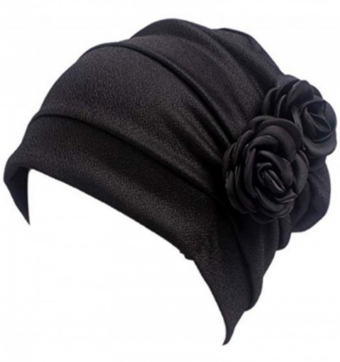 Skullies & Beanies Women Chemo Hat Beanie Flower Headscarf Turban Headwear for Cancer - 1b15-polyester-black - CL18898KUH2 $1...