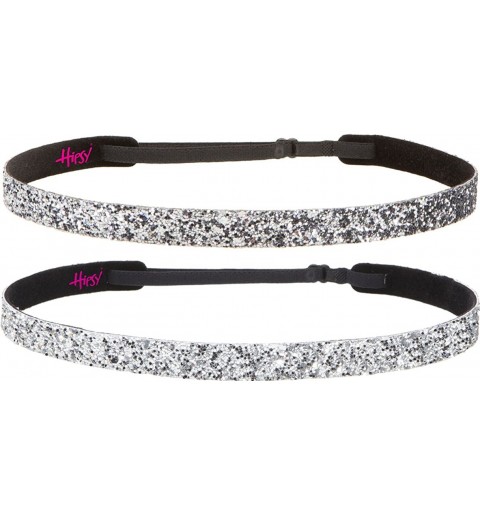 Headbands 2pk Women's Adjustable Non Slip Skinny Bling Glitter Headband Silver Duo Pack - Silver & Gunmetal - CN11RV4TAB9 $12.30