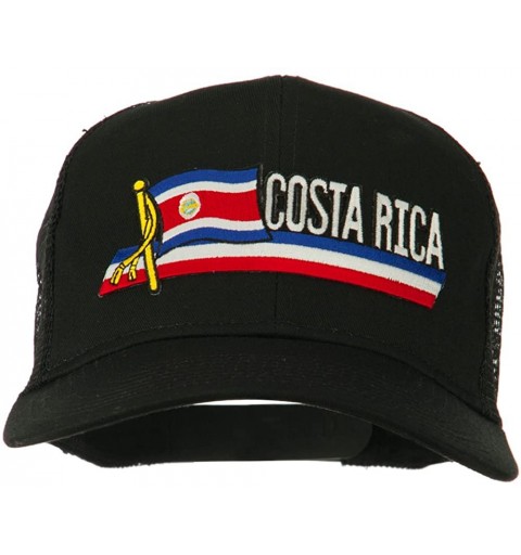 Baseball Caps Costa Rica Flag Patched Mesh Cap - Black - CL11Q3SYI7V $20.02