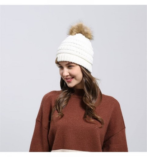 Berets Womens Knit Cap Baggy Warm Crochet Winter Wool Ski Beanie Skull Slouchy Hat - White - C518IE48GA9 $6.97