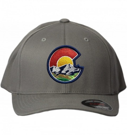 Baseball Caps Colorado Flag C Nature Flexfit 6277 Hat. Colorado Themed Curved Bill Cap - Grey - CM18DHLCHSO $31.09