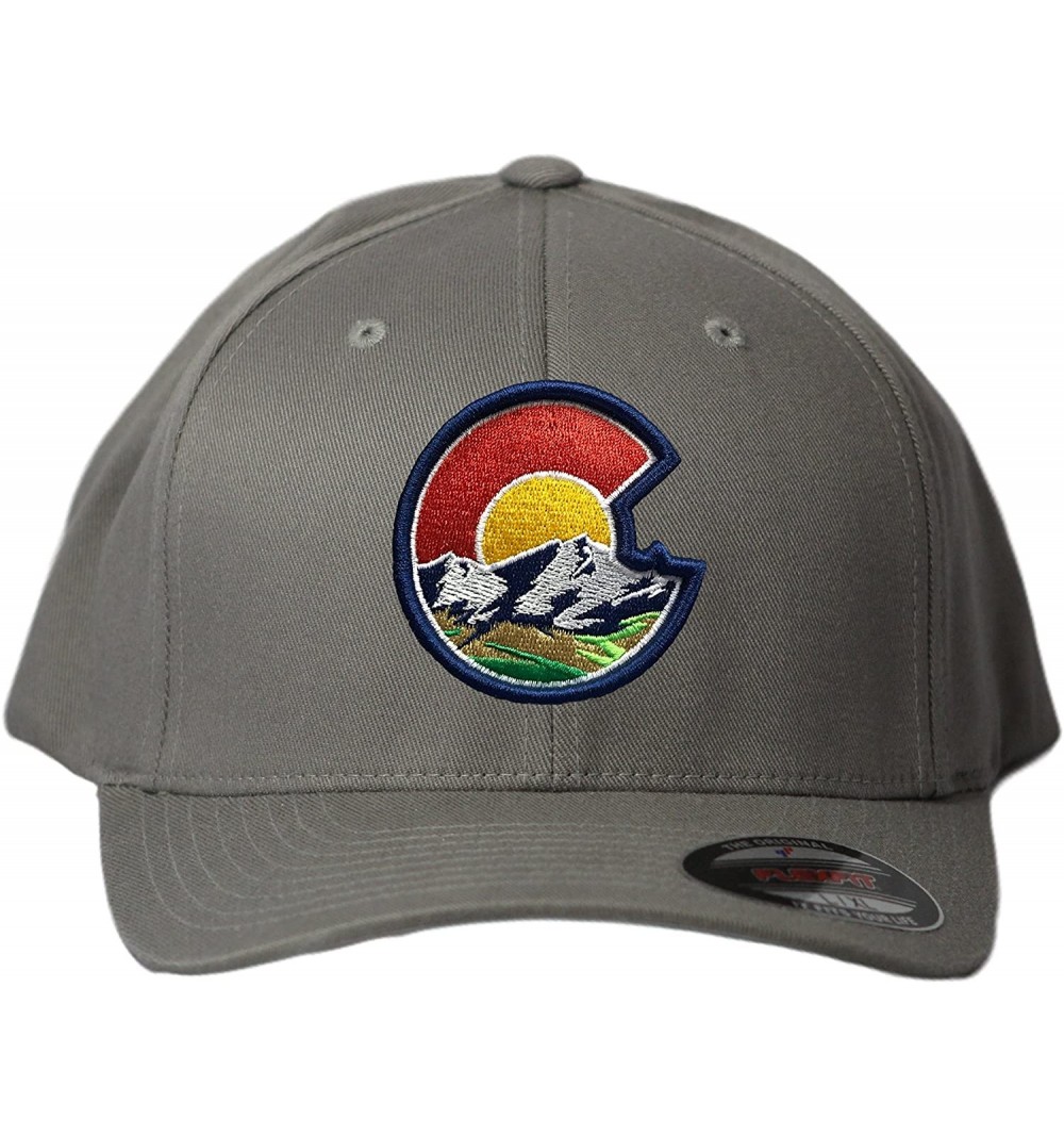 Baseball Caps Colorado Flag C Nature Flexfit 6277 Hat. Colorado Themed Curved Bill Cap - Grey - CM18DHLCHSO $31.09