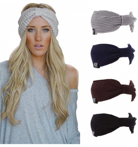 Cold Weather Headbands Women Fashion Casual Stripe Knitted Headband Hair Band Hair Accessori Cold Weather Headbands - Black -...