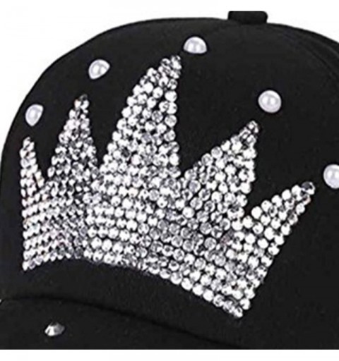 Baseball Caps Fashion Women Bling Studded Rhinestone Crystal Love Lips Baseball Caps Hats - Black2 - CU18EQNKCSW $11.73