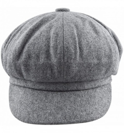 Newsboy Caps Newsboy Cap for Women-8 Panel Ivy Cabbie Beret Visor Brim Hat - 02-light Grey(woolen) - CR188TK8TIG $10.58