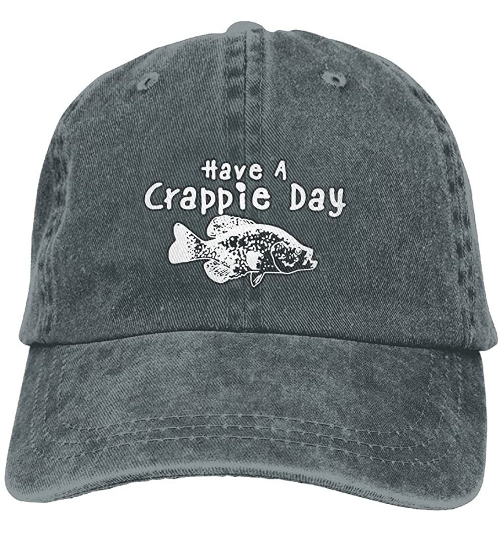 Baseball Caps Unisex Washed Have A Crappie Day Funny Denim Baseball Cap Adjustable Dad Hat - Asphalt - CQ18EOU6IXI $18.17