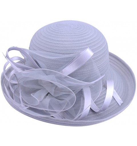 Sun Hats Women's Summer Sun Hat Foldable Floppy Organza Wide Brim Bucket Hat Straw Hat - Gray - C018DAZUMCR $34.98