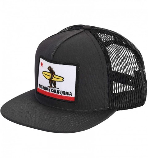 Baseball Caps 'Shores' Snapback Surf Hat - Flat Brim with Flag Patch - Charcoal - CA186RCD4OU $22.34