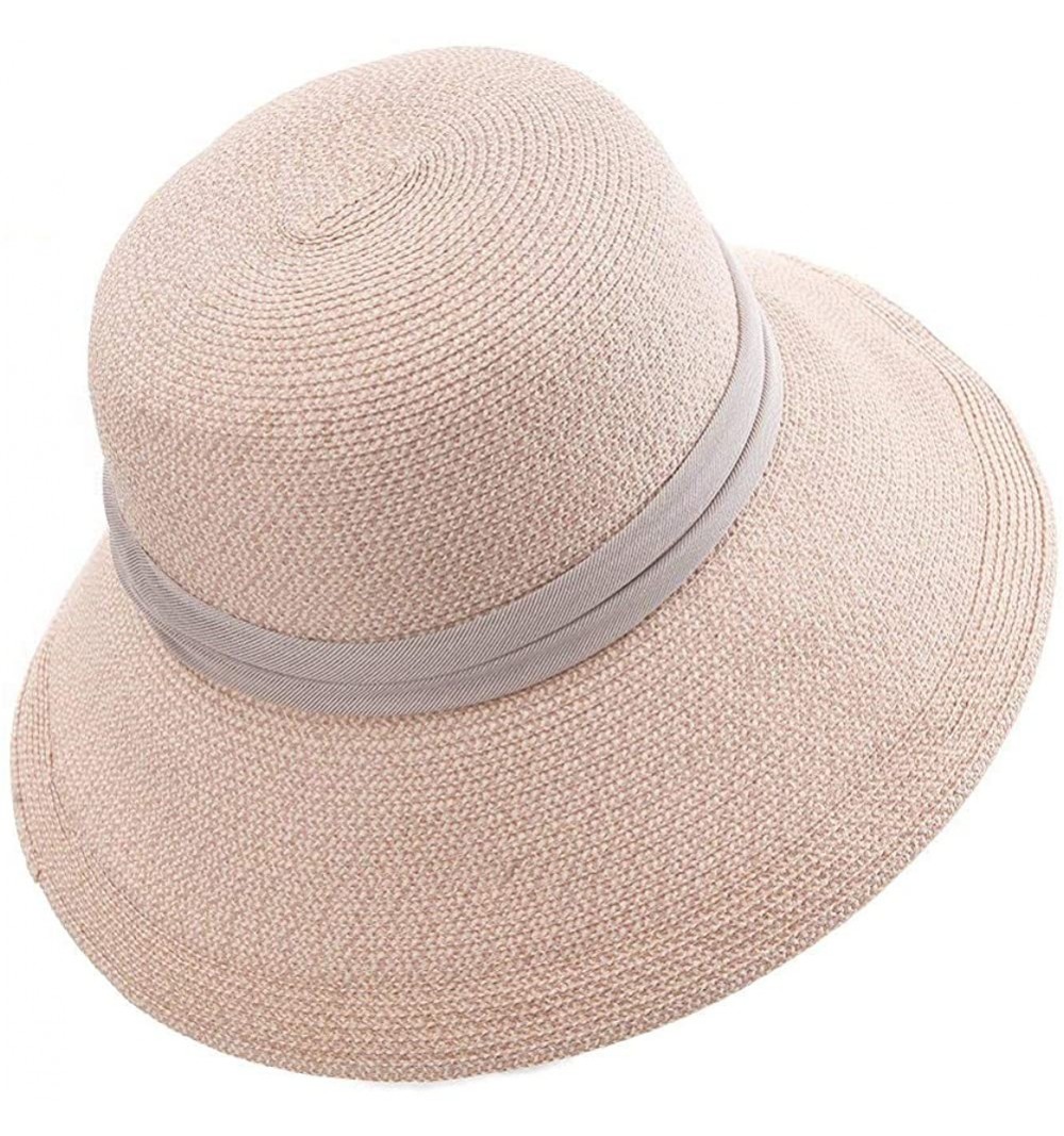 Bucket Hats Womens UPF50 Foldable Summer Sun Beach Straw Hats Accessories Wide Brim - 89323_pink - CE17Y0A7H6E $19.76